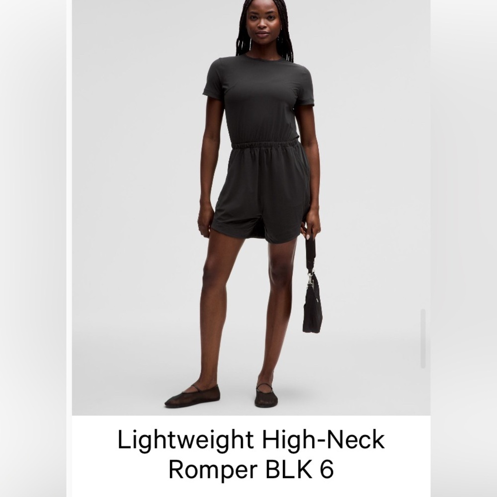 LULULEMON Black Lightweight High Neck Romper, size 6.